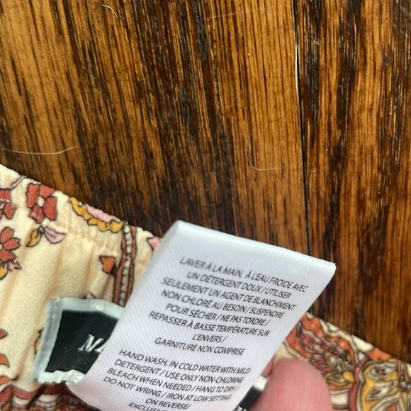 Melanie Lyne sz 14 Wide leg flowy cropped pants w paisley print brown pink gold - Picture 10 of 14